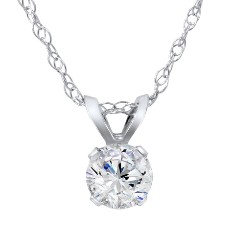 5/8ct Round Cut Natural Diamond Solitaire Pendant 14K White Gold Necklace
