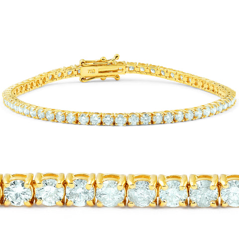 7 1/2 ct Diamond Tennis Bracelet 18K Yellow Gold 7"