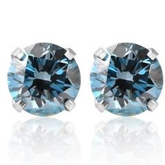 VS 1 1/10Ct Blue Diamond Studs in 14k White Gold Lab Grown