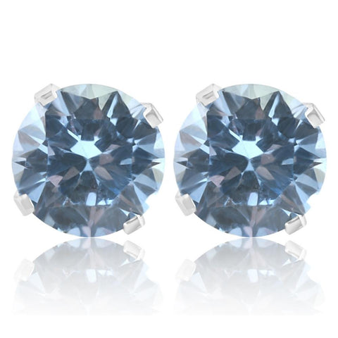 1Ct TW Blue Topaz Studs in 10k White or Yellow Gold