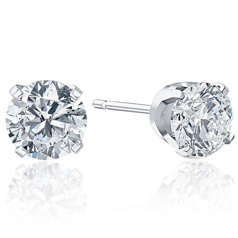 1.50CT Round Brilliant Cut Natural SI Quality Diamond Stud Earrings In 14K Gold