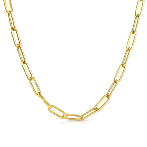 Solid 14k Yellow Gold 18" Clip Chain Necklace