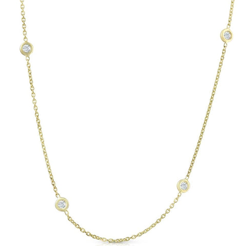 1ct Diamonds By The Yard 18" 14K Yellow Gold Womens Necklace