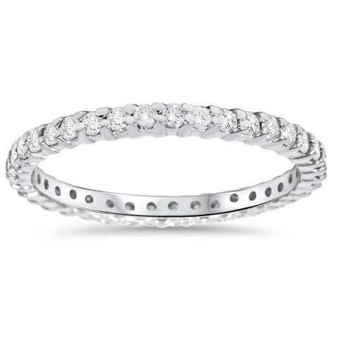 G/SI .75 Ct Genuine Diamond Engagement Wedding Ring 14K White Gold Band