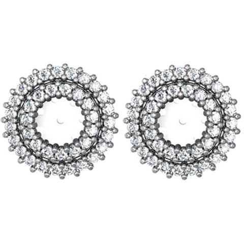 7/8ct Diamond Earring Studs Double Halo Jackets 14K White Gold (5-5.5mm)