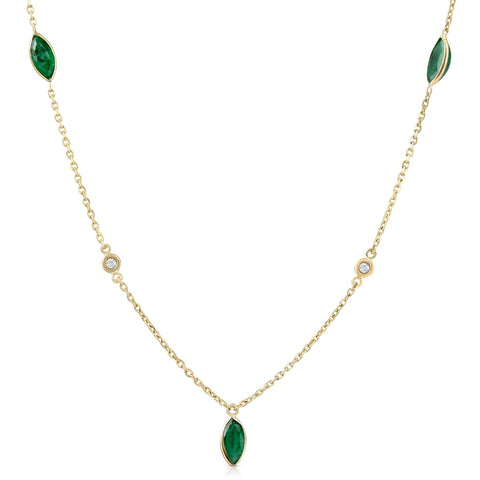 3/4 Ct tdw Marquise Emerald & Diamond By The Inch 18" Necklace