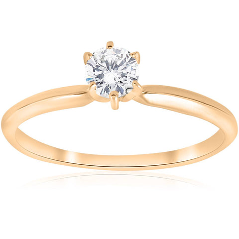 14k Yellow Gold 1/4ct Round Diamond Solitaire Engagement Ring Jewelry Brilliant