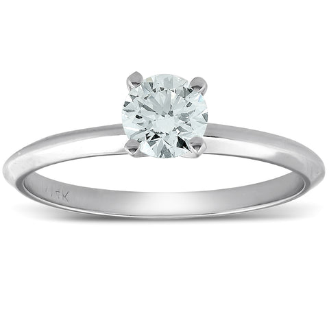 1/3ct Round Solitaire Lab Created Diamond Engagement Ring 14K White Gold
