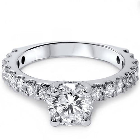 1 1/2ct Round Cut Enhanced Diamond Engagement Ring 14K Solitaire White Gold