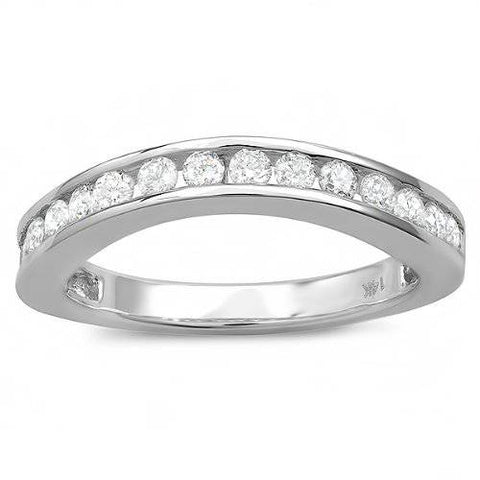 1 1/20ct Curved Diamond Wedding Ring Enhancer 14K White Gold