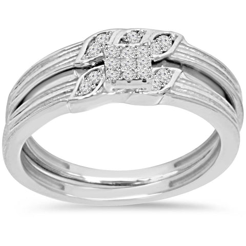 1/6ct Diamond Engagement Wedding Ring Set 10K White Gold
