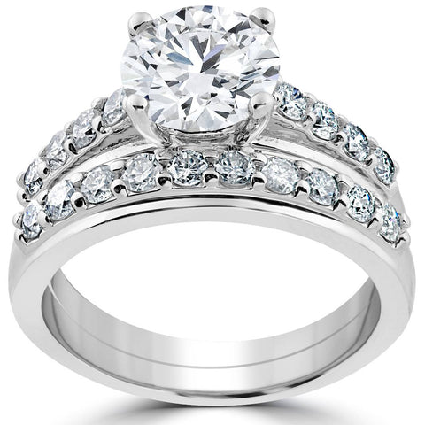 3ct Round Diamond Solitaire Engagement Ring Wedding Band Set White Gold Enhanced