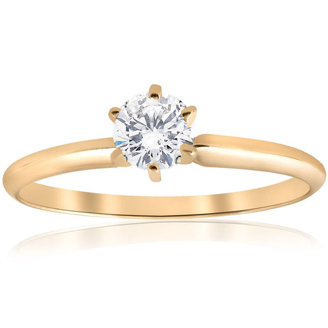 .50 Ct Round Cut Diamond Yellow Gold Solitaire Engagement Ring Band Size 4-10