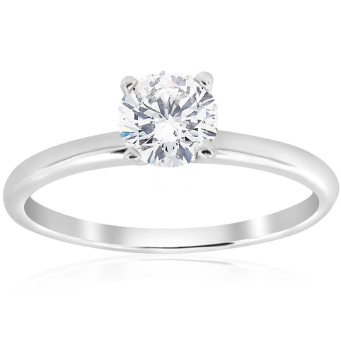 3/4 Ct Round-Cut Natural Diamond Solitaire Engagement Ring 14k White Gold