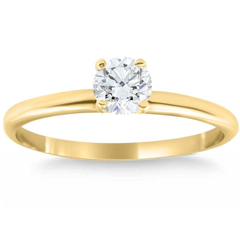 14k Yellow Gold 5/8Ct Round-Cut Solitaire Diamond Engagement Ring High Polished