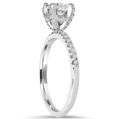 1ct Diamond Halo Engagement Ring 14K White Gold