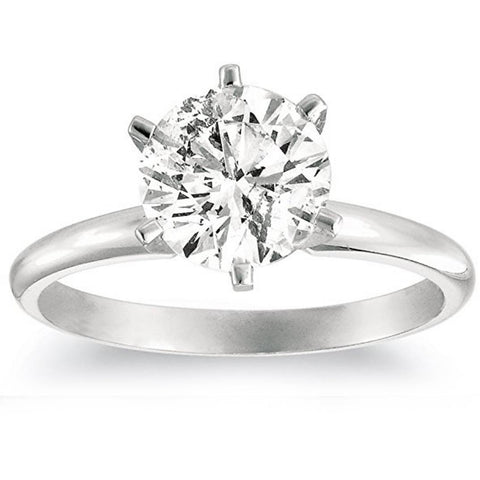 1 1/4ct Solitaire Natural Diamond Engagement Ring 14K White Gold Round Cut