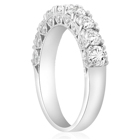 Diamond Wedding Ring 1 1/2ct Vintage Wedding U Prong Ring Womens 14K White Gold