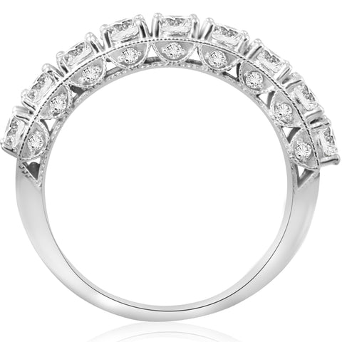 1 1/2ct Vintage Diamond Wedding Ring 14K White Gold