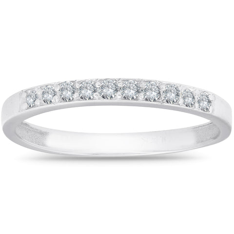 1/4ct Diamond Wedding Ring 14K White Gold Womens Stackable Prong Band