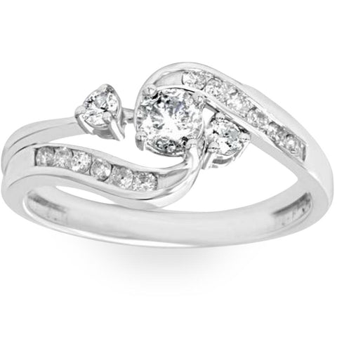 1/2ct Twist Diamond Engagement Wedding Ring Set 14K White Gold