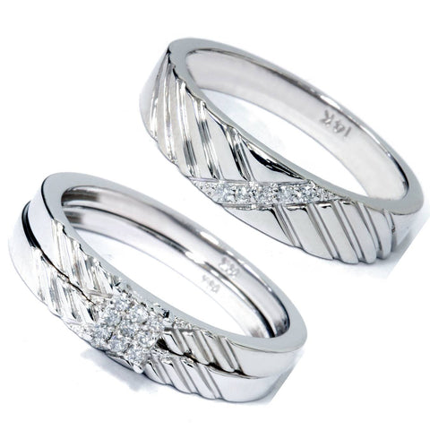 1/4ct Diamond Engagement Matching Wedding Ring Set 14K White Gold