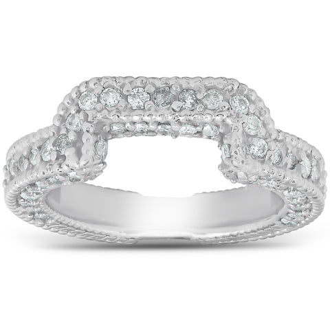 3/4ct Vintage Curved Diamond Ring Guard 14K White Gold