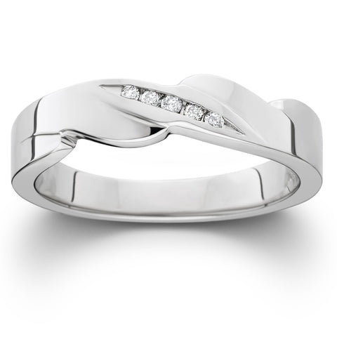 Mens Diamond Wedding Ring 10K White Gold