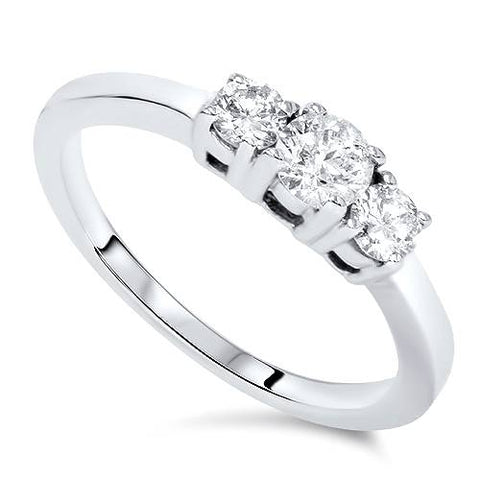 1/4 ct Three Stone Diamond Engagement Womens Anniversary Ring 14k White Gold