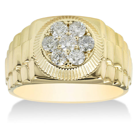 Diamond 1 Ct.Tw. Rolex Mens Ring in 14K Yellow Gold - Unclaimed Diamonds