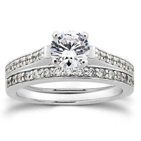 1/2ct Diamond Engagement Matching Wedding 14K White Gold Ring Set