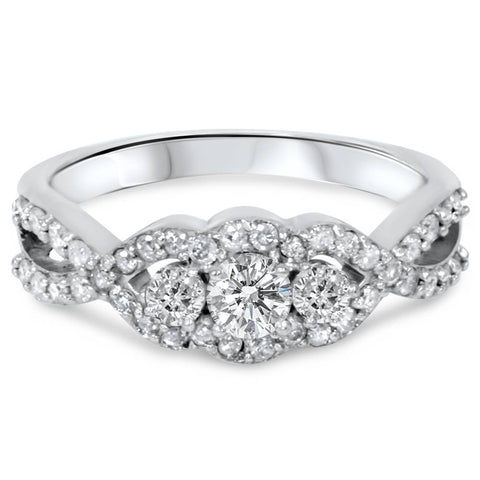 3/4ct 3-Stone Diamond Infinity Engagement Ring 10K White Gold