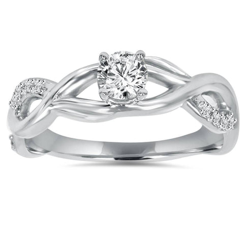 1/2Ct Vintage Infinity Diamond Engagement Ring 14K White Gold