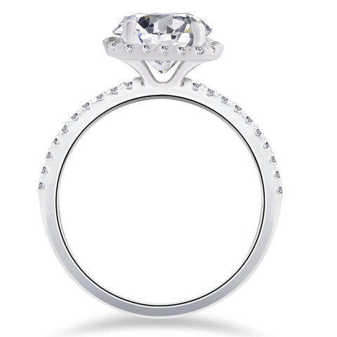 2 Carat Cushion Halo Diamond Engagement Ring 14K White Gold