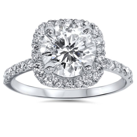 Platinum 1 ct Diamond Engagement Ring Cushion Halo Ring Enhanced (G-SI)