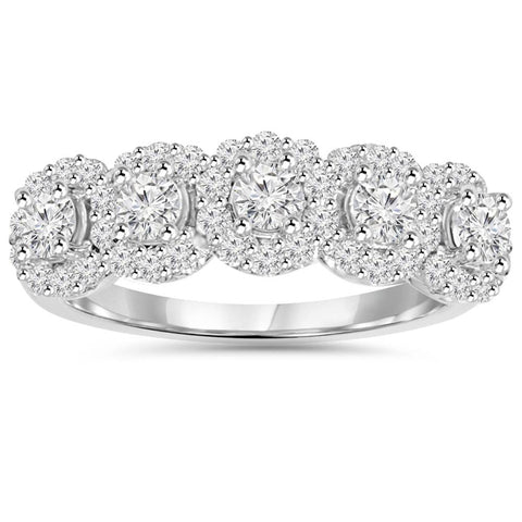 1 1/10 Ct Diamond Anniversary Wedding Ring 14K White Gold
