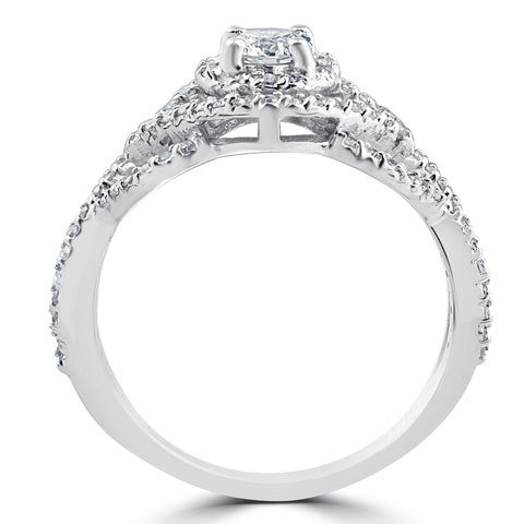 1 Ct Diamond Intertwined Engagement Matching Wedding Ring Set 10K White Gold
