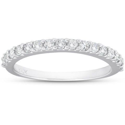 1/2ct Diamond Wedding Ring Stackable Womens Anniversary Band 10K White Gold