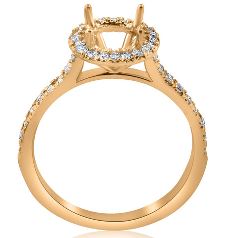 .36ct Halo Diamond Engagement Semi Mount 14k Yellow Gold Ring Setting