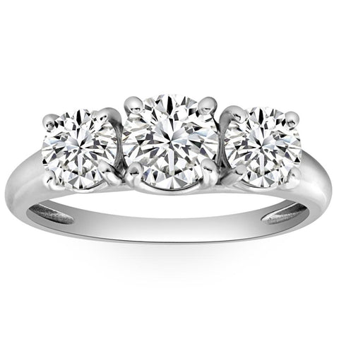 1 3/4 Ct Three Stone Round Diamond Engagement Ring in White Gold Lab Grown