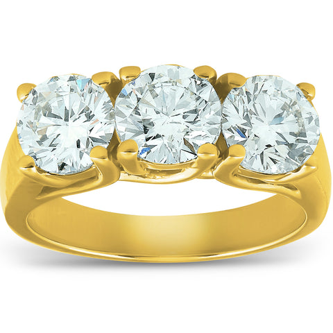2 1/2ct Three Stone Diamond Engagement Ring 14K Yellow Gold