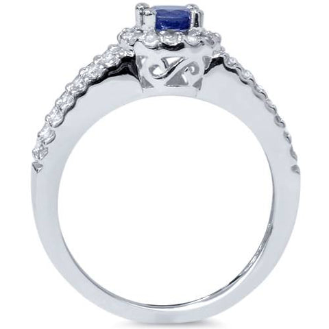 3/4ct Halo Split Shank Diamond Engagement Ring 14K White Gold