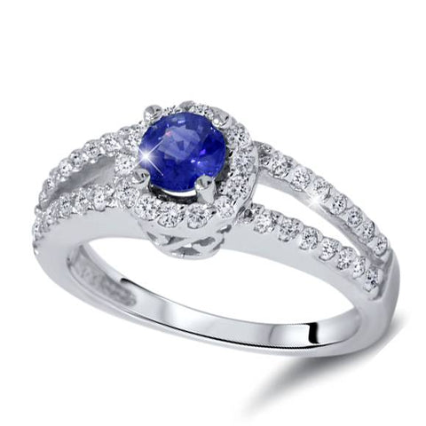 3/4ct Halo Split Shank Diamond Engagement Ring 14K White Gold