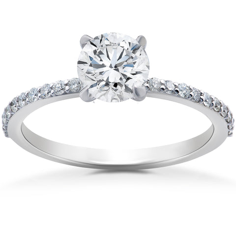 F/SI 1 ct Lab Grown Diamond Engagement Ring 14k White Gold EX3