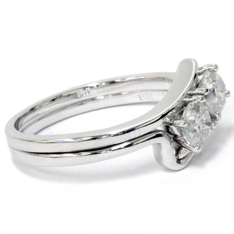 3/4CT Two Stone Diamond Forever Us Engagement Ring Set 10K White Gold