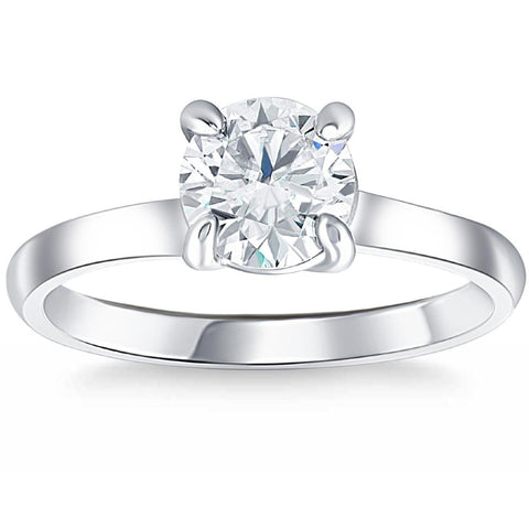 G/SI 1 ct Diamond Solitaire Engagement Ring 14K White Gold Round Cut Enhanced