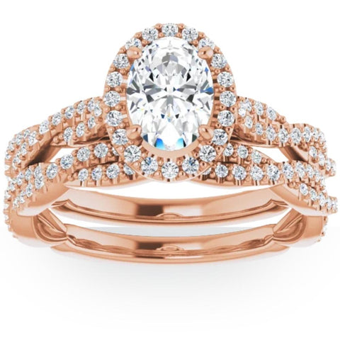 1.50Ct Oval Halo Diamond Infinity Engagement Wedding Ring Rose Gold Enhanced