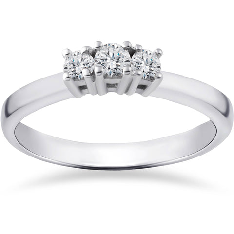 G/VS 1/2ct Three Stone 100% Diamond Engagement Ring 14K White Gold Lab Grown