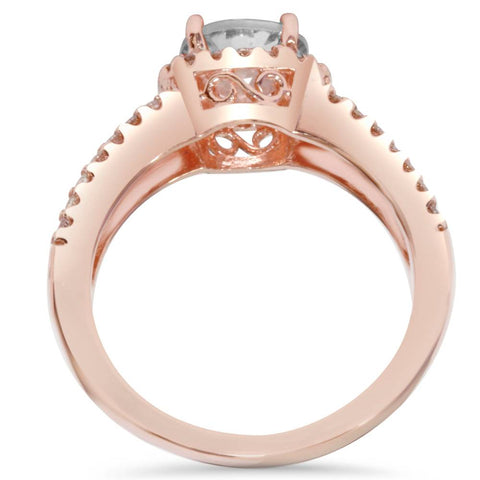 2ct Enhanced Diamond (1 1/2Ct Center) Halo Engagement Ring 14K Rose Gold Vintage