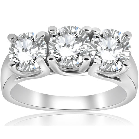 3ct Three Stone Diamond Wedding Anniversary Ring 14K White Gold Enhanced
